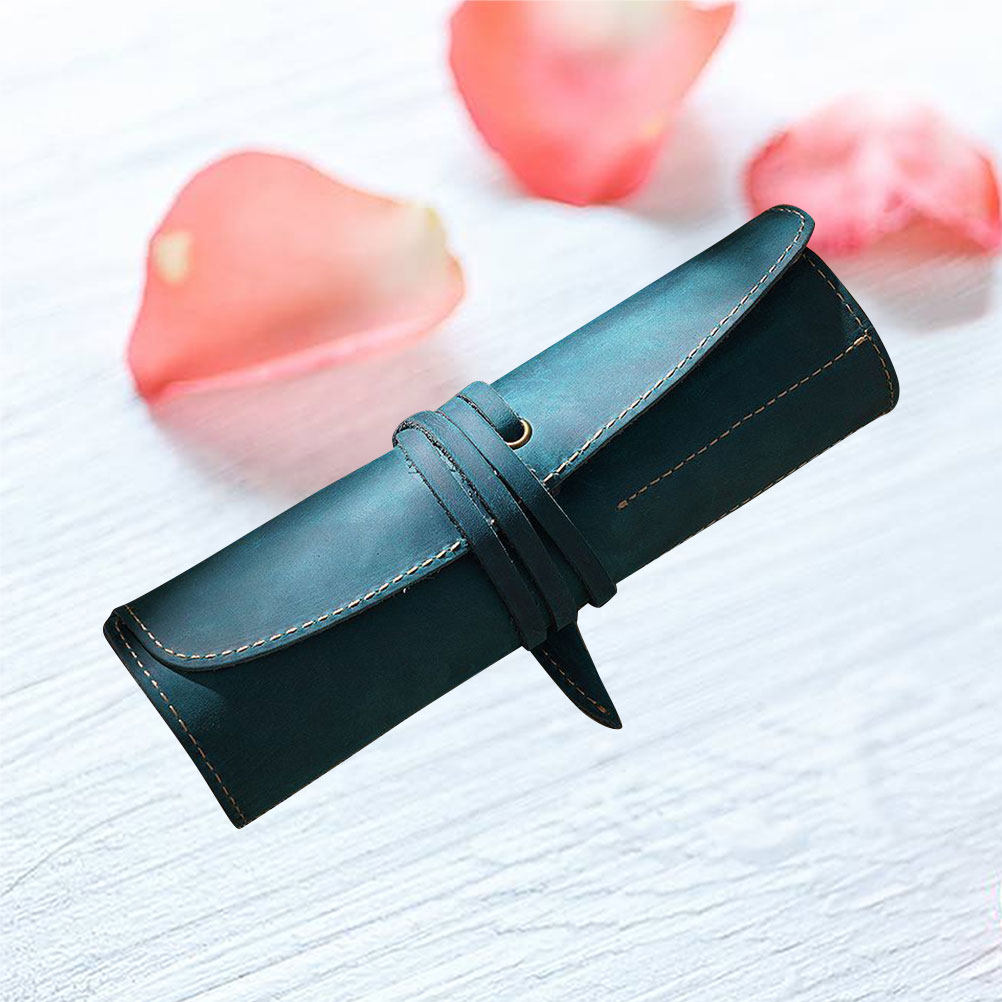 Pen Pouch Roll - Ręcznie robiony, stylowy, niebieski futerał na