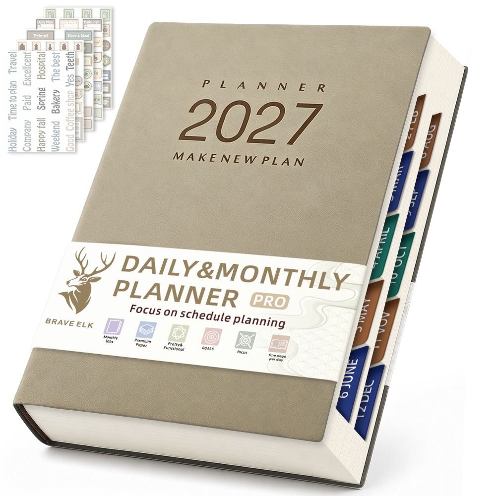 Journal Leather Hardcover - Notatnik-planista dzienny w formacie A5, gruby